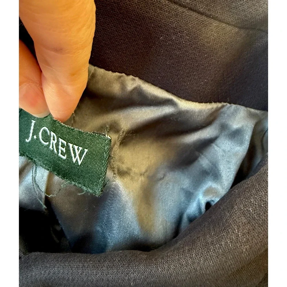 J Crew Black Ruffled Pea Coat Coat Jacket Tie Waist - Picture 3 of 6